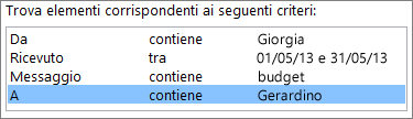 Campi, condizioni e valori