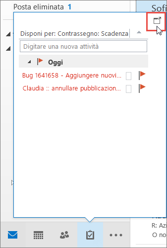 Anteprima delle attività con l'icona Ancoraggio evidenziata