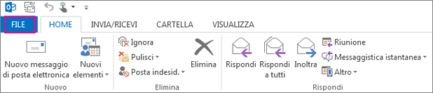 Aspetto della barra multifunzione della versione desktop di Outlook.