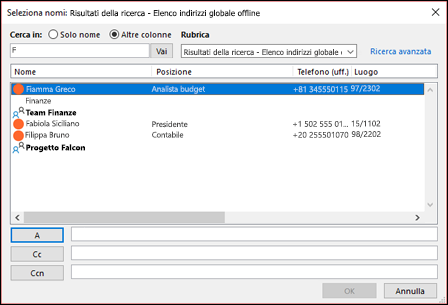 È possibile selezionare un gruppo di contatti quando si invia il messaggio.