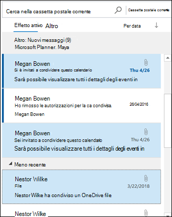 È possibile selezionare più messaggi usando il tasto CTRL.