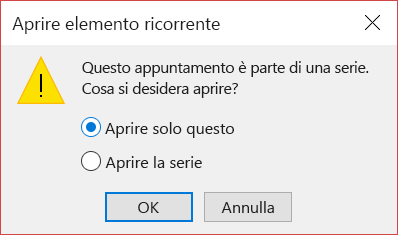 È possibile aprire un elemento di una serie o l'intera serie.