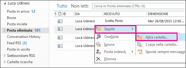 Fare clic su Sposta e quindi sulla cartella Altra