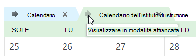 Fare clic sulla freccia Visualizza in modalità affiancata