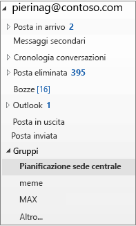 Selezionare un gruppo nel riquadro di spostamento sinistro