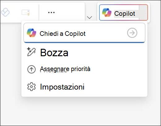 The Copilot menu in Outlook.