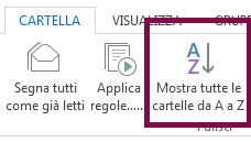 Elencare le cartelle in ordine alfabetico facendo clic su Mostra tutte le cartelle da A a Z.