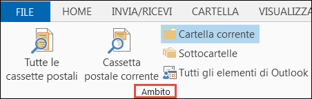 Selezionare l'ambito per limitare i risultati della ricerca