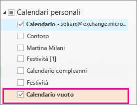 Fare clic sulla casella accanto al calendario appena creato