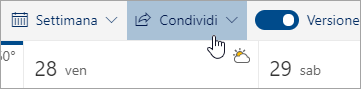 Screenshot del pulsante Condividi