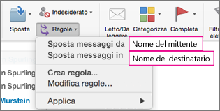 Regole: spostare i messaggi
