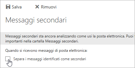 Per disattivare Messaggi secondari, deselezionare le opzioni in questa pagina e scegliere Salva.