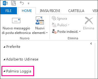 Cartella condivisa visualizzata nell'elenco delle cartelle di Outlook 2013