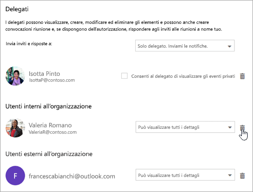 Screenshot della finestra di dialogo Condividi il calendario.