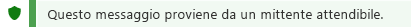 Uno screenshot della notifica di mittente attendibile.