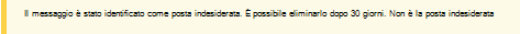 Uno screenshot della barra di sicurezza gialla in un messaggio di Outlook.
