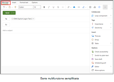 Outlook sul web visualizzazione.