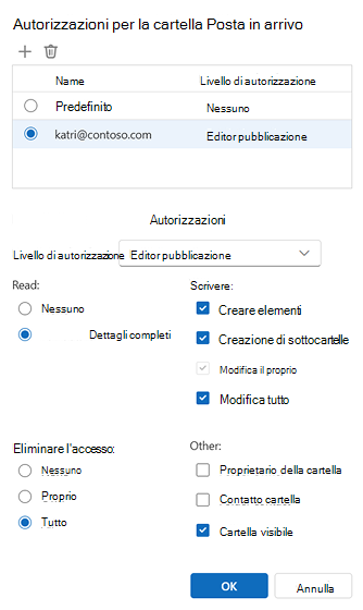 Autorizzazioni per la cartella