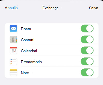 Schermata della configurazione della posta elettronica con l'app Mail di iOS otto