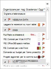 Posizionare il puntatore del mouse su Attività sulla barra di spostamento per visualizzare le attività