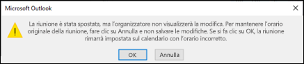 Non è possibile modificare una riunione a cui si è stati invitati.