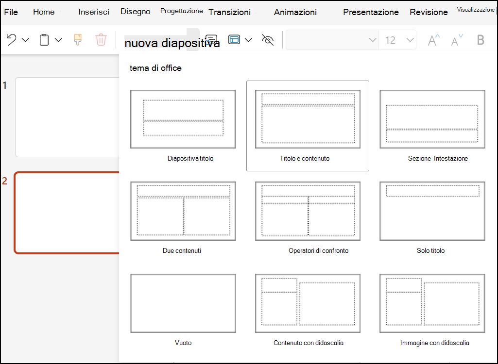 Layout diapositiva in PowerPoint