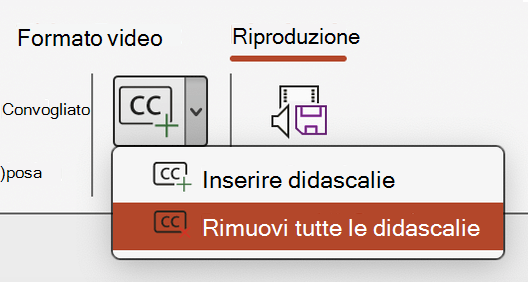 Rimuovere tutti i sottotitoli da un video in PowerPoint.
