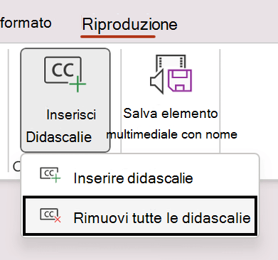 Rimuovere tutti i sottotitoli da un video in PowerPoint.