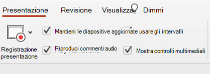 Scheda Presentazione della barra multifunzione con l'opzione Mantieni le diapositive aggiornate selezionata.