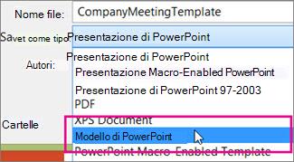 Salvare come modello di PowerPoint