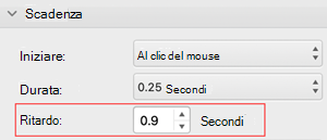 PowerPoint per Mac menu Ritardo intervallo