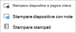 Menu Opzioni di stampa.