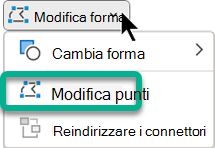 Il menu Modifica punti è disponibile nella scheda Formato forma quando in PowerPoint è selezionata una forma.
