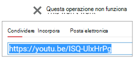 Se il codice di incorporamento inizia con http, il video non verrà incorporato correttamente.