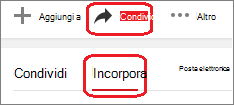 Fare clic su Condividi e quindi su Incorpora