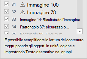 Nella parte inferiore del riquadro Ordine di lettura viene visualizzato un suggerimento.
