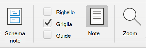 Screenshot della casella di controllo Griglia nella scheda Visualizza in Microsoft PowerPoint.