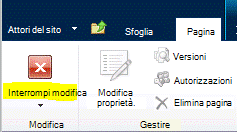 Pulsante Interrompi modifica nella scheda Pagina