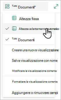 Quando sei in modalità di visualizzazione Griglia, vedrai le opzioni per Altezza fissa e Altezza adatta.