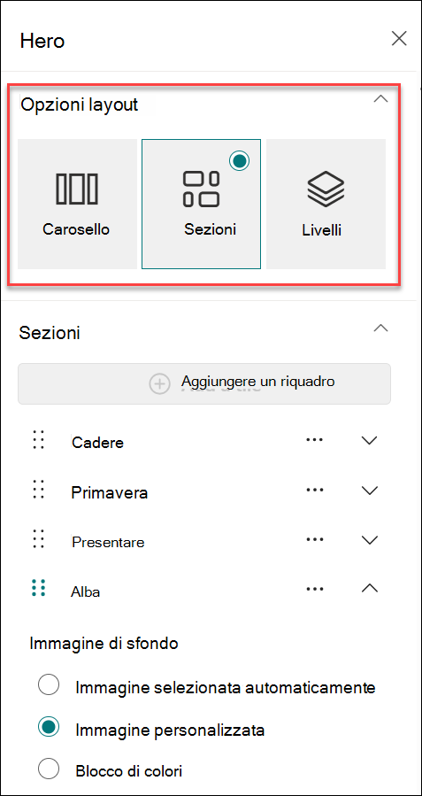 screenshot of change layout from properties pane