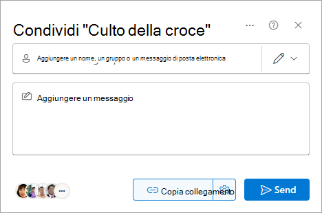 Finestra di dialogo Condividi in SharePoint.