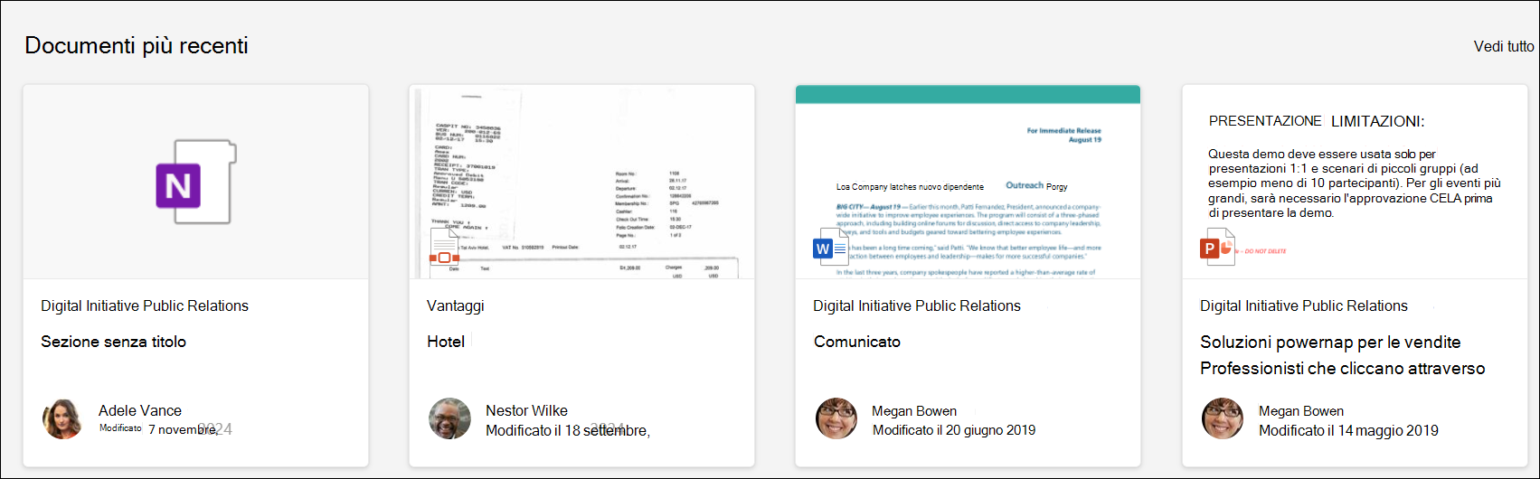 Web part Sito hub evidenziata