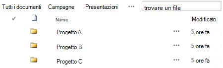 Cartelle in una raccolta