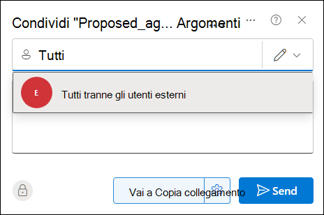 Condividere un documento con tutti tramite la finestra di dialogo Condividi
