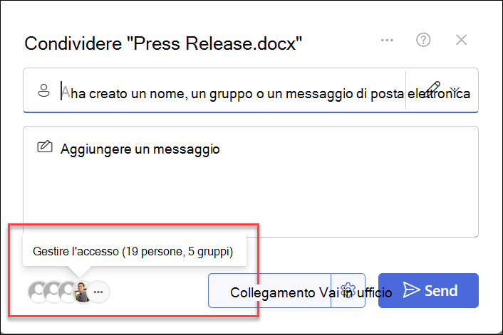 screenshot dell'elenco Condiviso con