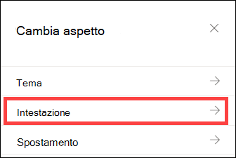 Riquadro Cambia aspetto con l'opzione Opzioni intestazione selezionata.