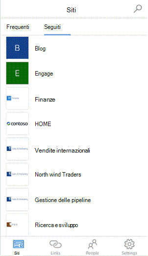 Screenshot di animazione di SharePoint per iOS
