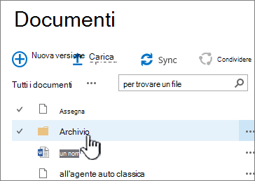 Raccolta documenti di SharePoint 2016 con cartella evidenziata