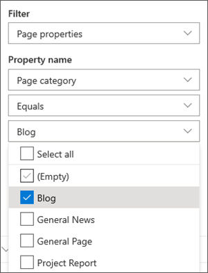 Filtro impostato su Blog nel riquadro web part Notizie