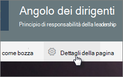 Menu Dettagli pagina